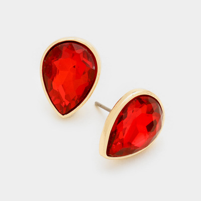 Gem Stoned Earrings In Red