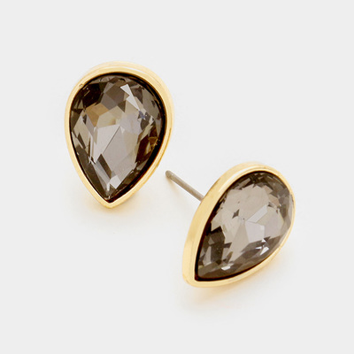 Gem Stone Earrings In Grey