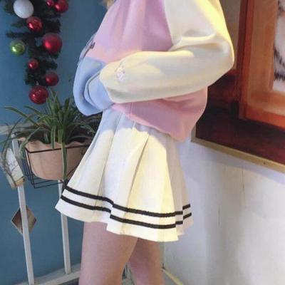 Harajuku stripes pleated skirt