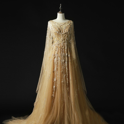 Luxury gold dubai heavy beaded crystal dequins long prom evening dresses sexy open back prom party dresses plus size re181