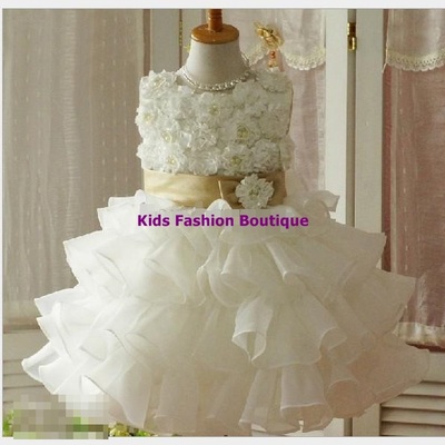 Girls flower party dress adorned with pearls