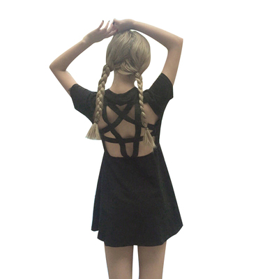 Gothic star hollow back dress