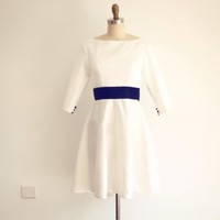 Vintage 3/4 Long Sleeves V-back Short Informal Wedding Dress - Thumbnail 1