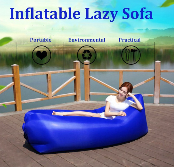 Fast Air Inflatable Portable Lazy Sofa Sleeping Bed Lounger Camping Beach Lay Bag