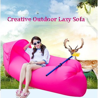 New! lazy sofa inflatable camping beach lay bag recliner with sunshade cap
