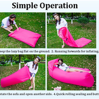 NEW! Lazy Sofa Inflatable Camping Beach Lay Bag Recliner With Sunshade Cap - Thumbnail 1