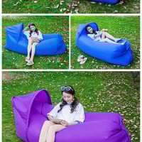 NEW! Lazy Sofa Inflatable Camping Beach Lay Bag Recliner With Sunshade Cap - Thumbnail 2