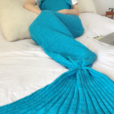 Simple mermaid tail child adult blanket thicker single winter sofa blanket knitted woolen