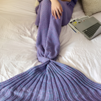 Simple Mermaid Tail Child Adult Blanket Thicker Single Winter Sofa Blanket Knitted Woolen - Thumbnail 2