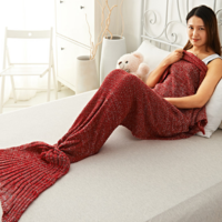Simple Mermaid Tail Child Adult Blanket Thicker Single Winter Sofa Blanket Knitted Woolen - Thumbnail 4