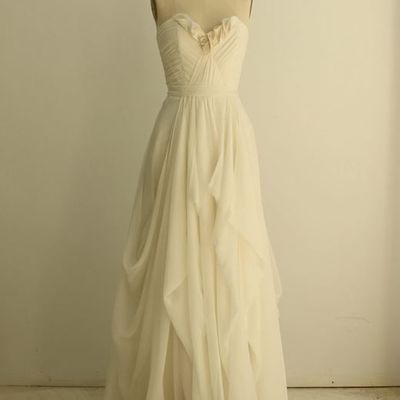 Simple a line sweetheart summer chiffon wedding dress