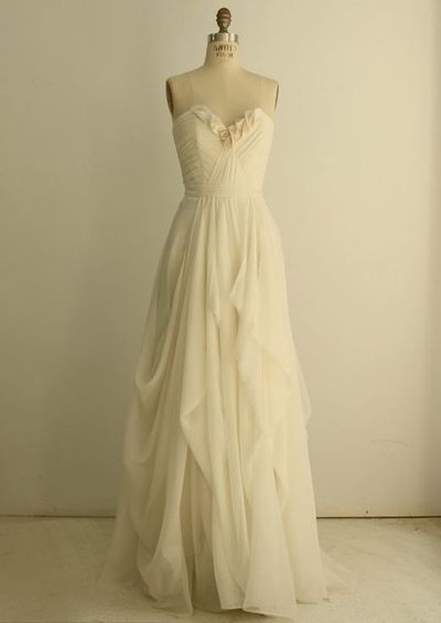 Simple A line Sweetheart Summer Chiffon Wedding Dress