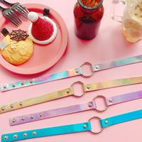 Punk Ring Holographic Leather Choker - Thumbnail 1