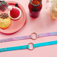 Punk Ring Holographic Leather Choker - Thumbnail 2