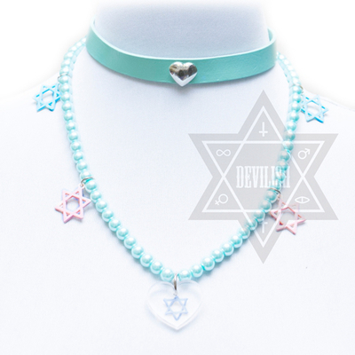Pearl hexagram necklace