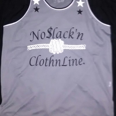 No$lack'nclothnline. (grey,black&white) jersey tank top.