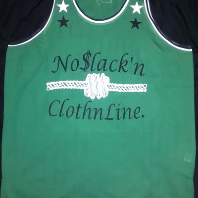 No$lack'nclothnline. (green,black&white) jersey tank top.
