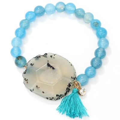 Blue glass bead bracelet