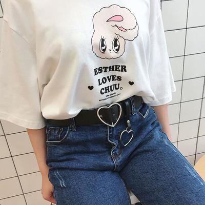 Heart black leather belt