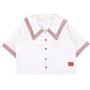 Velvet Strips Sailor Collar Shirt-1