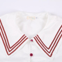 Velvet Strips Sailor Collar Shirt-2