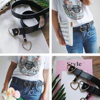 Heart Black Leather Belt - Thumbnail 4