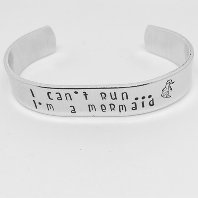 "Mermaids Can't Run" Hand Stamped Bracelet 