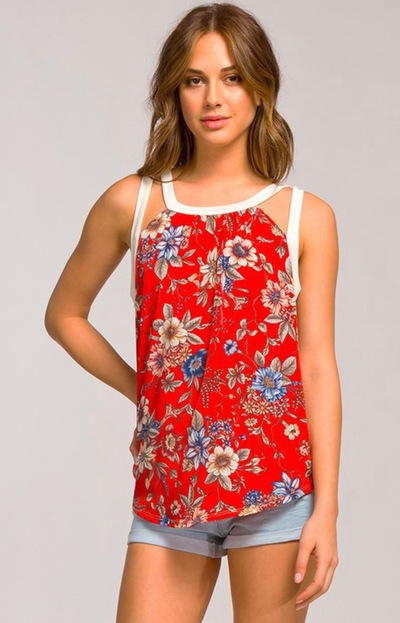 Red Floral Tank