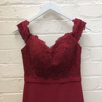 Burgundy lace mermaid long prom dress, Burgundy  evening dress - Thumbnail 2