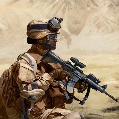 Usmc marine in the desert - large format limited edition giclee