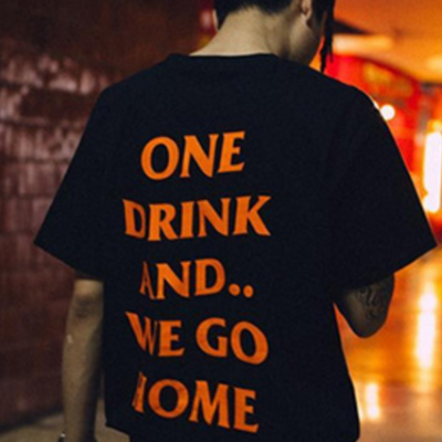 One drink and we go home t shirt in black
