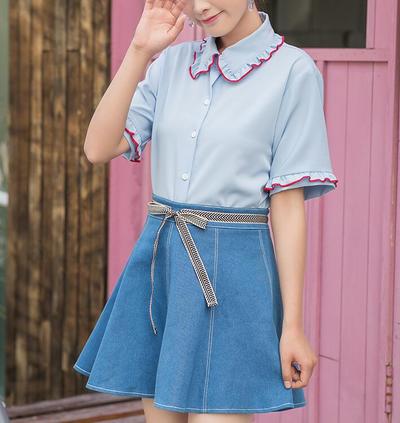 women Flounce Short Sleeve Shirt