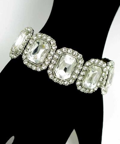 Clear w/Crystal Stretch Bracelet
