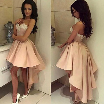Sexy high-low homecoming dress,blush prom dress,sexy graduation dress