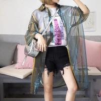 Organza Hologram Transparent Gradient Jacket - Thumbnail 4