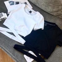 Cross Strap Solid Crop Top - Thumbnail 4