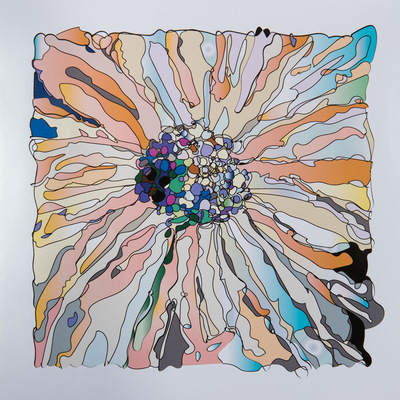 Medium metallic print: the big pink flower