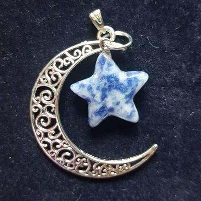 Crescent moon pendant - sodalite
