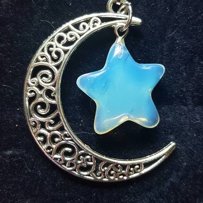 Crescent moon pendant - moonstone