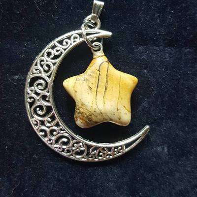 Crescent moon pendant - jasper
