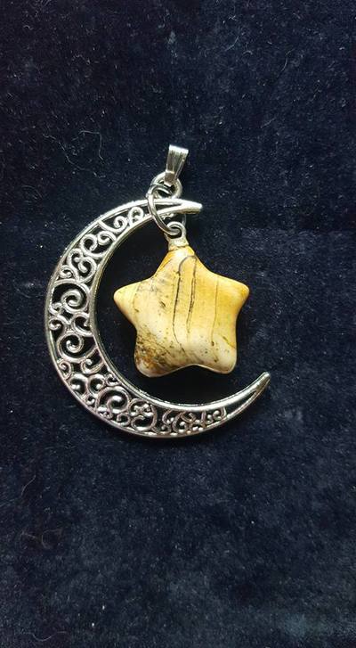 Crescent Moon Pendant - Jasper
