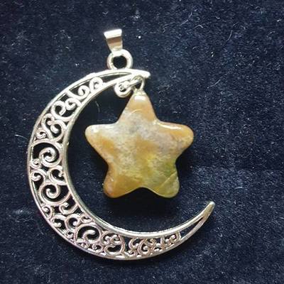 Crescent moon pendant - orange quartz 