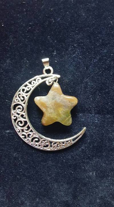 Crescent Moon Pendant - Orange Quartz 