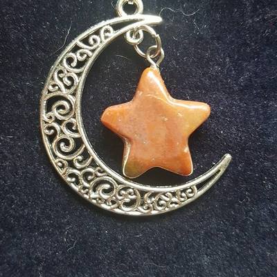 Crescent moon pendant - red jasper