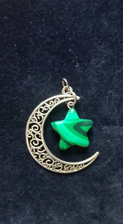 Crescent Moon Pendant - Malachite 