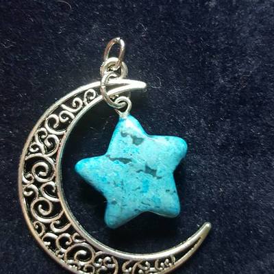 Crescent moon pendant - blue howlite 
