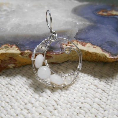 White gemstone moon necklace