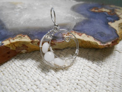 White gemstone moon necklace