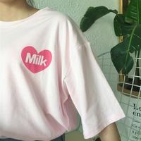 Cute Milk Print T-shirt - Thumbnail 1