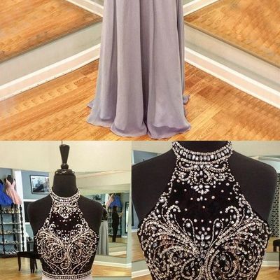 Sexy high neck sequin long prom dress, sequin evening dress for teens